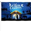 Nativity Christmas Flag 3x5, Double Sided Jesus Holy Night Christmas Garden Flag, Large Religious Merry Christmas Yard Flag for New Year Holiday Winter Party Decoration Garden Yard House Outdoor Decor