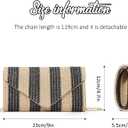 Fecialy Straw Striped Clutch Purses for Women Woven Envelope Handbag Straw Summer Beach Shoulder Bags Wallet (Black)