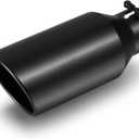 Exhaust Tip 3" Inlet, 5" Outlet 12" Overall Length, Premium Stainless Steel with Wear Resistant Black Coating, Rolled Angle Cut, Bolt-On Easy Installation, for Truck Diesel Tail Pipe