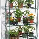 4 Tier Mini Greenhouse - Portable Greenhouse with Rust-Resistant Frame and PVC Cover for Indoor/Outdoor - 27.5x19x63-Inch Green House by Pure Garden