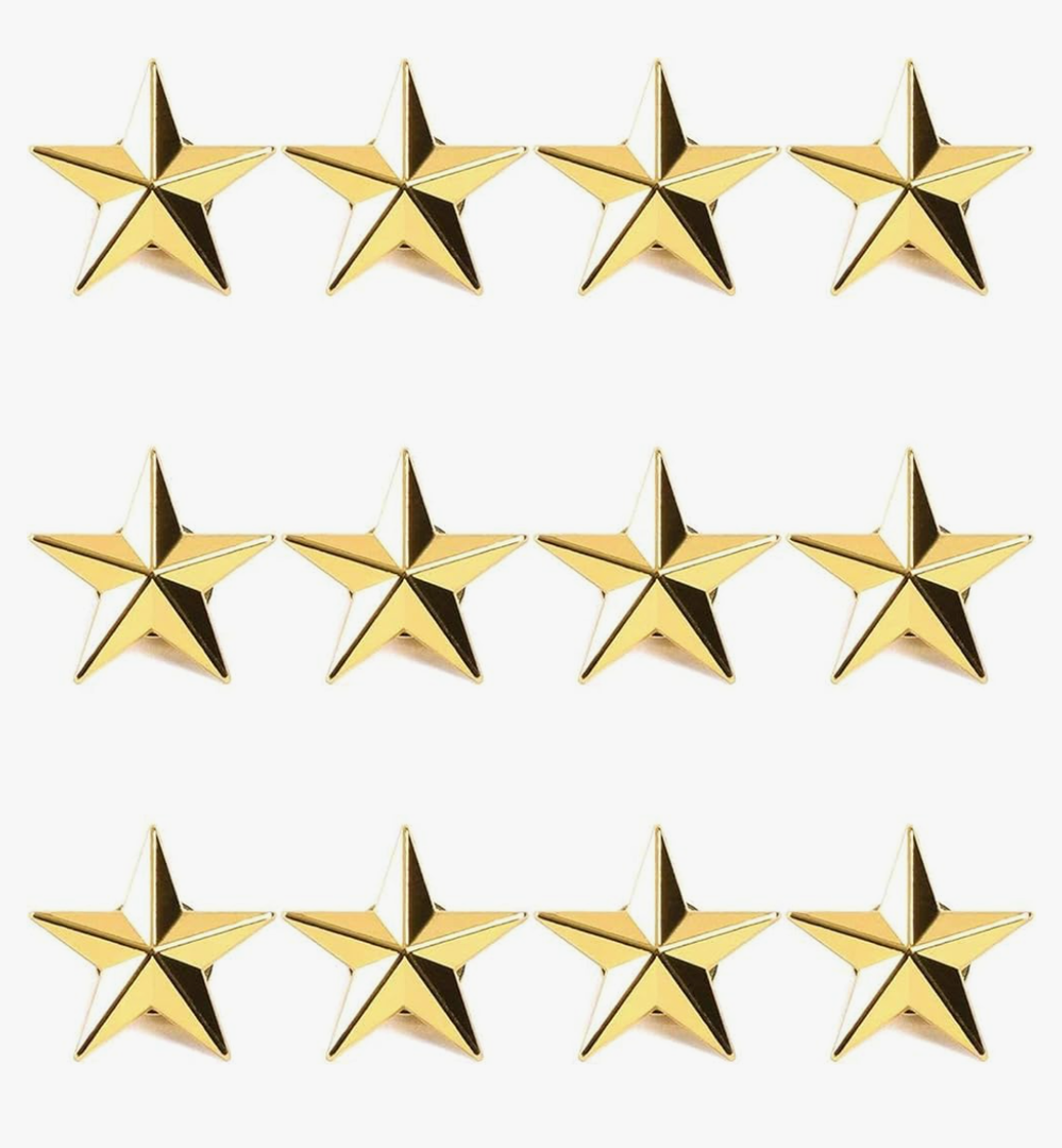 Gold Point Star Lapel Pins, Enamel Pin Set (1 In, 24 Pack)