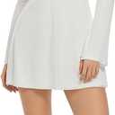 Women's Long Sleeve Dress Flare Mini Dresses Blackless Party Club Dress (S)