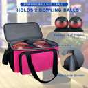WOLT 2 Ball Bowling Bag with Padded Holder - Fits Shoes Up to Mens Size 16, Bowling Accessories, Pink