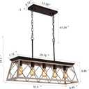 Q&S Dining Room Chandelier Light Fixtures,Farmhouse Rustic Vintage Antique Linear Chandeliers Pendant Ceiling Light Fixture for Kitchen Island Bar Office Coffee Shop 5-Lights Oak and ORB UL Listed