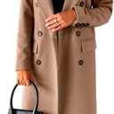 IDEALSANXUN Womens Long Wool Coat Double Breasted Trench Coat Fall Winter Clothes (Small, Khaki)