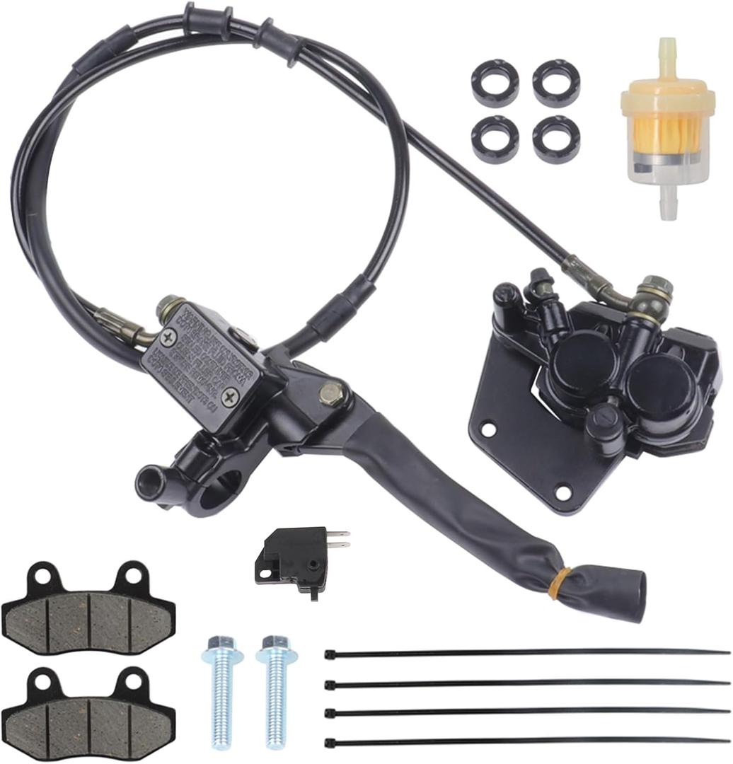 Motorcycle Front Disc Brake Caliper Master Cylinder Assembly with Brake Pads for 125cc 140cc 150cc 250cc Dirt Bikes Pit Bikes Apolo SSR