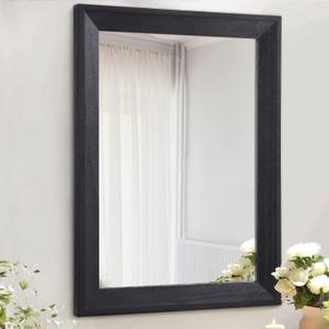 AAZZKANG Wall Mirror Black Rectangle Mirrors for Wall with Wood Framed Decorative for Bedroom Bathroom Living Room Farmhouse Entryway Hanging Small (16"L x 12"W)
