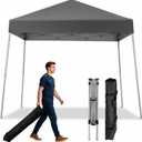 Canopy Tent, 10X10 FT Pop Up Canopy Outdoor Instant Tent Slant Legs with Carrying Bag, Portable Gazebo Shelter for Patio Deck Garden Beach (Gray)