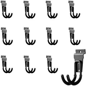 PYBTOOL 7Pack Slatwall Hooks Heavy Duty Slatwall Accessories Garage Small J Slatwall Hooks and Hangers, Black(Small J Hook)