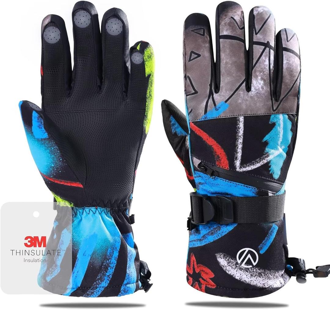 Snow Gloves, Waterproof Warm Ski Gloves Thermal for Winter, Fit Both Men & Women, Gift for Parent Child
