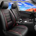 Fit Camry Car Seat Covers Compatible with Toyota Camry 2012-2024 2025 - Full Coverage Leather, Waterproof & All Weather Seat Cushion Protector, Full Set, Black with Red Trim