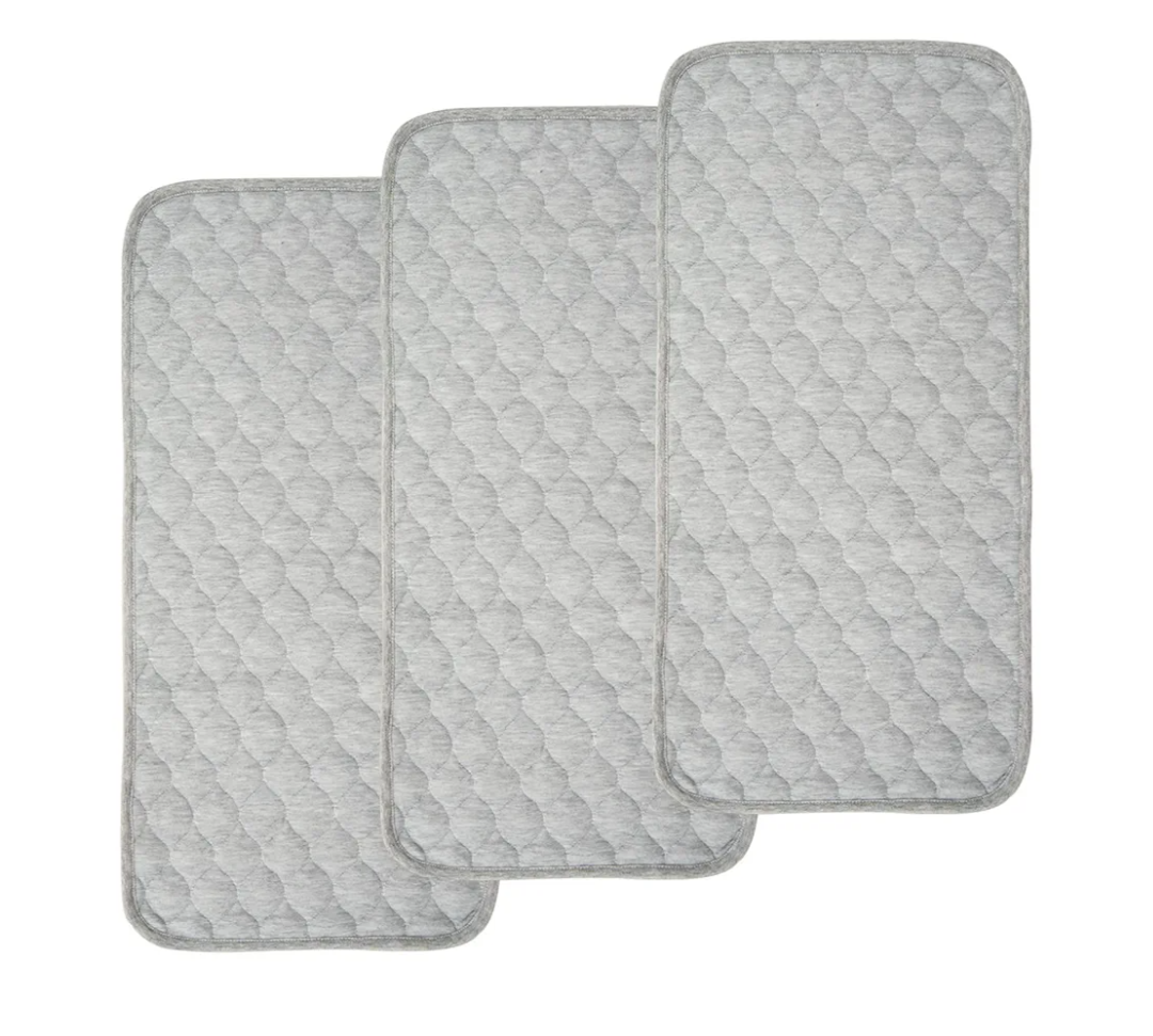 BlueSnail Quilted Thicker Waterproof Changing Pad Liners 3 Count (Gray 13” x 27”)