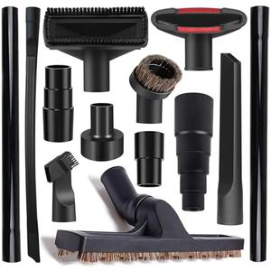 13Pcs Universal Vacuum Attachment Kit 1-1/4" Vacuum Hose Adapter Wet Dry Plastic Vacuum Cleaners Accessories with Extension Wand Horse Hair Brush Flexible Crevice Tool Adapter for Shop Vac Attachment