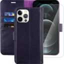 MONASAY Wallet Case Compatible for iPhone 11 Pro Max 5G, 6.5-inch, [Glass Screen Protector Included] [RFID Blocking] Flip Folio Leather Cell Phone Cover with Credit Card Holder, Purple