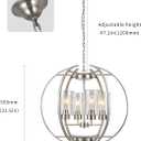 BOZO Brushed Nickel Chandeliers for Dining Room Light Fixtures Over Table,24" Globe Farmhouse Hanging Lighting Fixtures Industrial Pendant Light for Foyer Bedroom Kitchen Living, Large