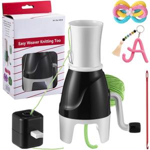 i Cord Knitting Machine, Hand Cranked iCord Maker Tool with Built in Weight, Crochet Hook & Tutorials, Easy to Use Knitting Machine for DIY Tejedora Craft Crocheters (Yarn Not Included)