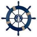 Woboeio Nautical Ship Steering Wheel Decor,11in Wood Ship Rudder with Rope,Nautical Wall Art for Beach House,Home,Door Frame,SailBoat (Dark Blue)