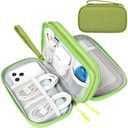 FYY Travel Cable Organizer Pouch Electronic Accessories Carry Case Portable Waterproof Double Layers All-in-One Storage Bag for Cord, Charger, Phone, Earphone Green