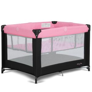 Dream On Me Zazzy Portable Playard with Bassinet - 360 Mesh Visibility, Quick Folding Travel Friendly Design, Carry Bag and Foldable Mattress Pad Included, Compact and Lightweight - Pink