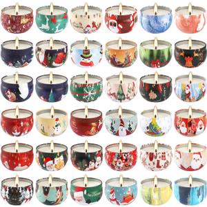 36Pack Christmas Scented Candles Sets,Long Burning,2.5oz Natural Soy Wax with Essential Oils Decorative Aromatherapy Candles for ChristmasThanksgiving Gift, Home Scented