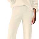 ETCYY NEW Womens 2 Piece Outfits Sweater Lounge Set Casual V Neck Knit Pajama Set Long Sleeve Top Wide Leg Pants Loungewear S