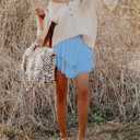 MIFOCAL Flowy Shorts for Women Casual Boho Ruffle Tiered Skorts High Waist Mini Skirts Golf Tennis Crochet Shorts (Blue, M)