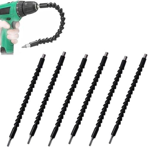 Pack of 2, 6 Pack Flexible Drill Bit Extension, 11.6 inch Superbit Screwdriver Flexible, Bendable Flexible Drill Bit Extension, Super Bit Flexible Shaft Extension Bits