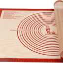 Non-slip Silicone Pastry Mat Extra Large with Measurements 28''By 20'' for Silicone Baking Mat, Counter, Dough Rolling, Oven Liner, Fondant/Pie Crust By Folksy Super Kitchen Red