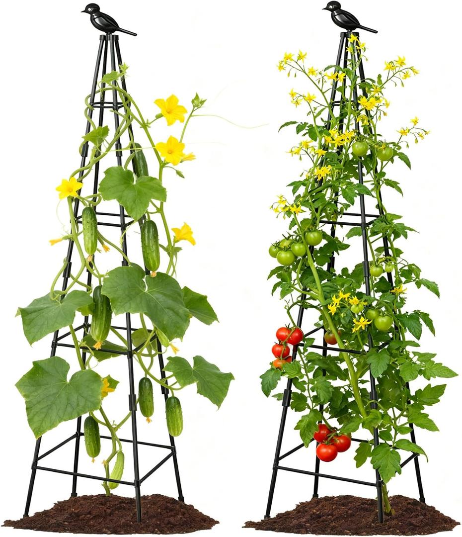 2 Pack Garden Trellis for Climbing Plants Outdoors, 70inch Tower Obelisk Trellis for Potted Climbing Plants, Plant Support for Potted Flowers, Roses, Tomatoes, Cucumbers & Vegetables