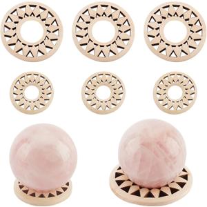 20Pcs Wood Crystal Sphere Stands Small Display Stand Wooden Sphere Holder Ball Display Egg Rocks Stand