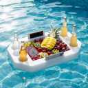 Qinyoung Large Floating Drink Holder, White Floating Refreshment Table Tray Compartment, Portable Pool Tray for Swimming Pool Accessories Hot Tub Beach and Party Decor(Hexagonal Six Hole)