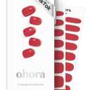 ohora Semi Cured Gel Nail Strips (N Tint Brick) - Red, Tint, Works with Any UV/LED Lamps, Salon-Quality, Long Lasting, Easy to Apply & Remove - Includes 2 Prep Pads, Nail File & Wooden Stick