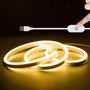 16.4FT Warm Neon Light Strip Waterproof, 5V USB Led Strip Lights with Touch Controller, Cuttable Flexible Silicone Neon Neon Rope Lights for Bedroom, Party, Home Decor