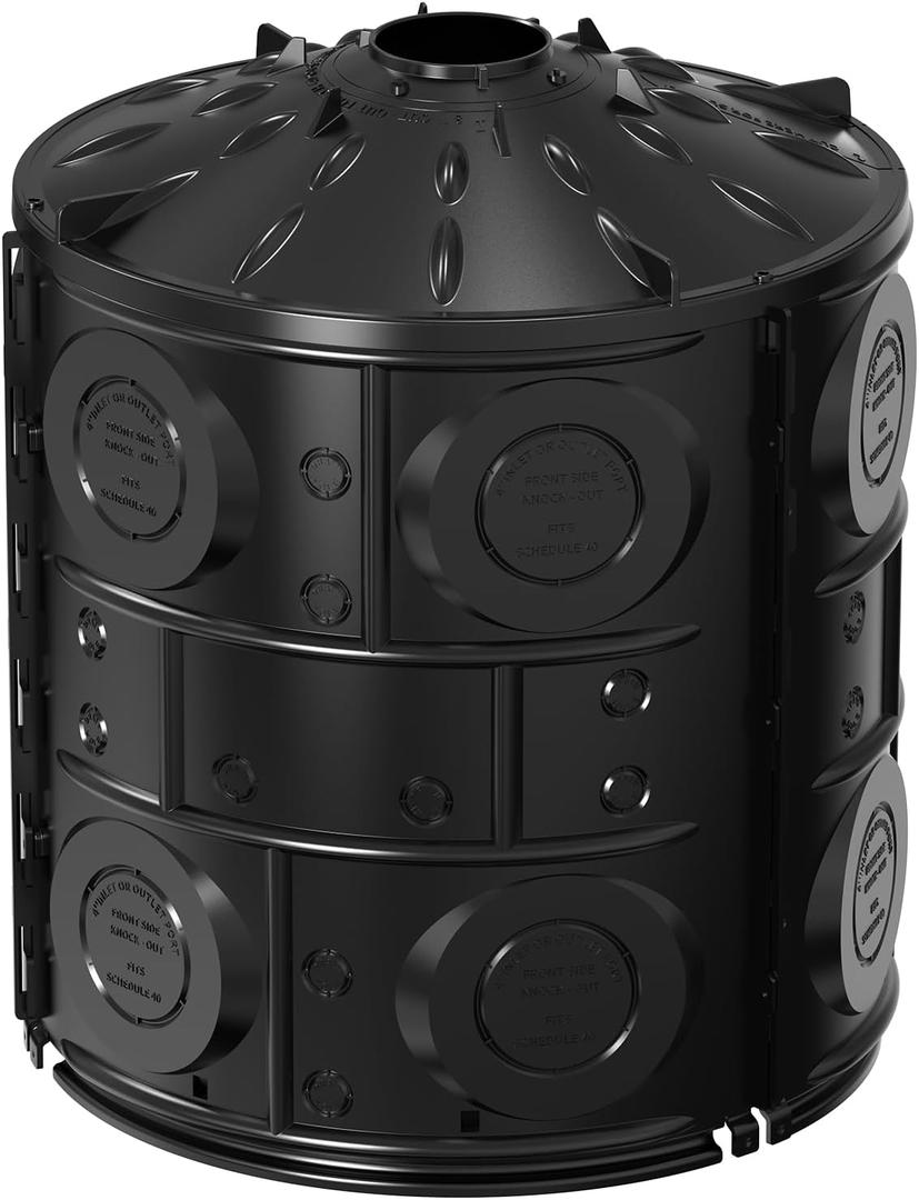 50 Gallon Stormwater Dry Well for Yard Drainage, Underground Stormwater Detention & Infiltration System, Modular Open-Bottom Dry Well Kit with 3 Side Panels, 1 Cover for Rainwater Collection, 1PC