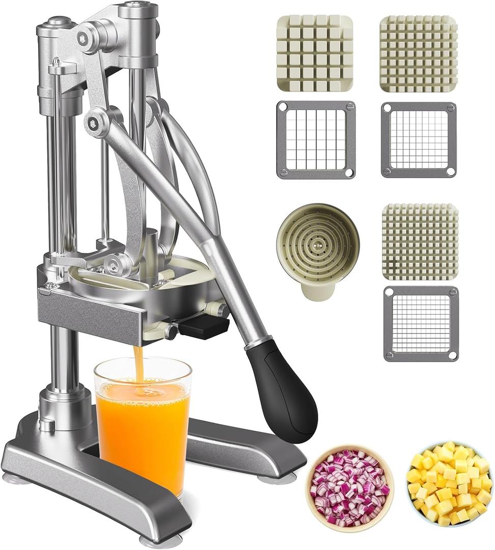 2-in-1 Commercial Manual Juicer & Vegetable Chopper, 3 Blades