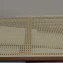Welnow Rattan Coffee Tables for Living Room, Modern 2-Tier Coffee Table, Mid Century Rectangle Coffee Table with Storage Shelf & Glass Top, Large Boho Center Table for Apartment, Walnut, 42.5" X 20.8" X 16.5"