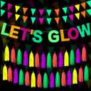 Outus Neon Party Supplies Includes Let's Glow Banner 20 Pieces Neon Paper Tassels and Neon Triangle Flag Glow in The Dark Party Supplies Bunting Party Hanging Decorations for Halloween Birthday Party