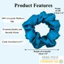 2 Pcs Set 100% Pure Mulberry Silk Hair Scrunchies Hair Ties with 2 Chic Colors Everyday Scrunchies Silk Ponytail Holders Hair Care No Damage (Malachite Blue, Navy Blue, Black)