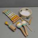 Baby Musical Instruments-Montessori Wooden Toys for Toddlers 1-3,Neutral Colors Percussion Instruments Set with Modern Boho Xylophone for Kids Preschool Educational 3+