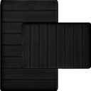 RUN HELIX Bathroom Rugs Set 2 Piece Memory Foam Bath Rugs Non-Slip Bath Mat,Washable Room Mats,Absorbent Shaggy Rug Super Soft Kitchen Mats, Batroom Carpets for Bathroom,Tub,Shower Home DecorBlack