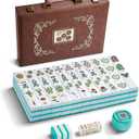 Color Al chemist American Mahjong Tile Set, 166 Vintage-Inspired Acrylic Engraved Tiles with Wind Indicator & Dice, Retro Leather Travel Case | Meaningful Present for Mahjong Social Circles