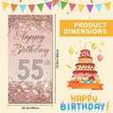 55th Birthday Door Cover 71x35 Inch Elegant Rose Gold Glitter Happy Birthday Banner for Women Sparkling Diamond Number Fifty-Fifth Milestone Celebration Party Photo Booth Prop Wall Decor