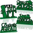 4Pcs Green Graduation Decorations Class of 2026 Congrats Grad Wooden Graduation Table Decorations for 2026 Graduation Party Decorations