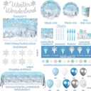 Winter Wonderland Birthday Decorations,288pcs Winter Wonderland Birthday Decorations Set include Gitter Snowflake Backdrop,Silver White Glittery Banners,Confetti Balloons for Winter Birthday Party