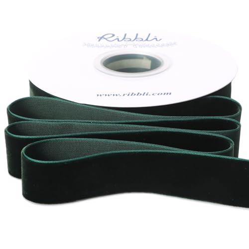 Ribbli Dark Green Velvet Ribbon 1 Inches Continuous10 Yard Spool Red Christmas Ribbon for Gift Wrapping Crafts Home Decor