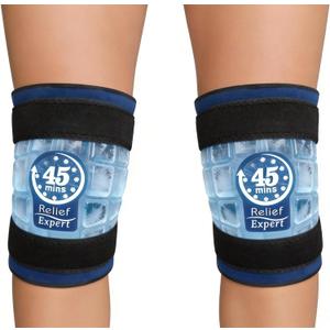 2 Packs 45-Minute Knee Ice Pack Wrap with Advanced Ice Grid Gel, Long-Lasting Cold Pack for Knees, Calves & Elbows, Flexible & Reusable Gel Ice Pack for Post-Workout Recovery, Joint Discomfort