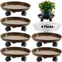 6 Packs 15 Extra-large Plant Caddy Plant Saucers on Wheels Rolling Plant Stands Heavy-duty Plant Dolly Plastic Planter Roller Base Pot Movers Outdoor Plant Tray Coaster, Clear Plant Saucers x 6