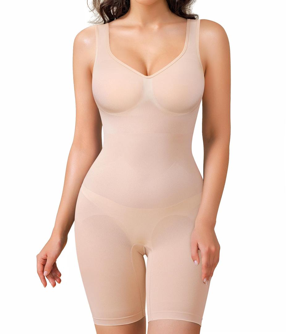 BRABIC Waist Trainer Shapewear Bodysuits for Women Tummy Control Seamless Full Low Back Faja Body Shaper Butt Lifter(Dark Beige, Medium)