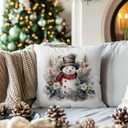 9 x Snowman Pillow Covers 18x18, Floral Christmas Pillow Covers for Couch Bed, Snowman Decor, Winter Home Decor, Christmas Decorations for Living Room Bedroom Home Office