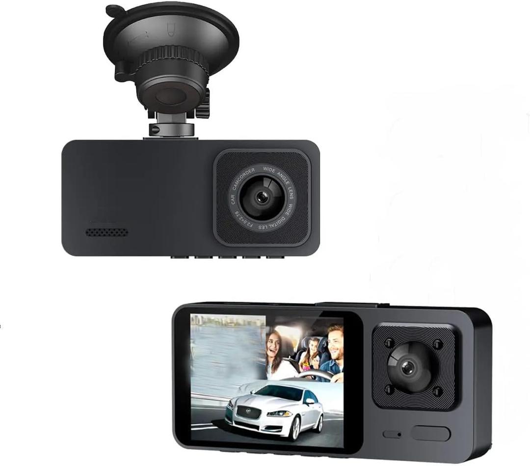 Dash Camera Front and Inside Dash Cam for Car Security 1080P Video Recorder with Audio Plug and Play, WDR, Night Vision, G-Sensor Auto Lock, 2 Inch Screen Vehicle Security